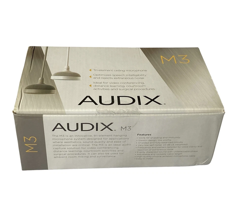 AUDIX M3W MIAVIA Tri-Element Hanging Ceiling Microphone with 4' Cable (White) - Image 2 of 2