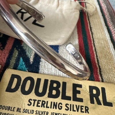 アクセサリー DOUBLE RL STERLING SILVER Hammered Cuff RRL RALPH LAUREN Men's Hammered Sterling Silver Cuff Size L