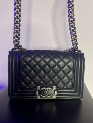 CHANEL Small Boy Bag in Black Calfskin with Ruthenium Hardware | eBay
