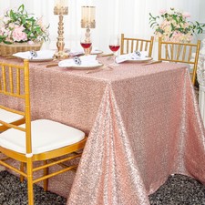 Wedding Linens Inc. 90" x 156" Rectangle Sequin Taffeta Tablecloths Table Covers