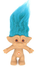Troll Doll Green Hair 5 inch Vintage Collectible Treasure Troll Gemstone Belly