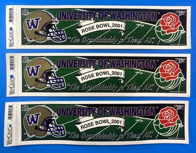 #ad #ad Washington Huskies 2001 Rose Bowl Bumper Sticker Lot of 3 UW Husky Decal 3x $7.95