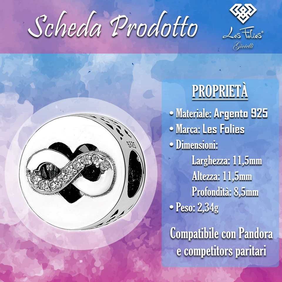 Charm Infinito Cuore in argento 925 - Les Folies - Immagine 4 di 4
