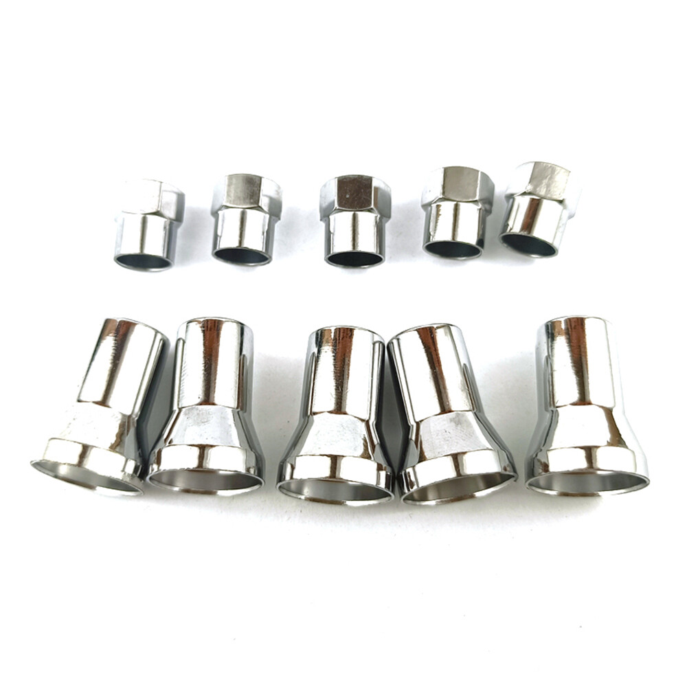 10Pcs TR413 Chrome Car Tire Wheel Tyre Valve Stem Hex Caps & Sleeve Covers Set