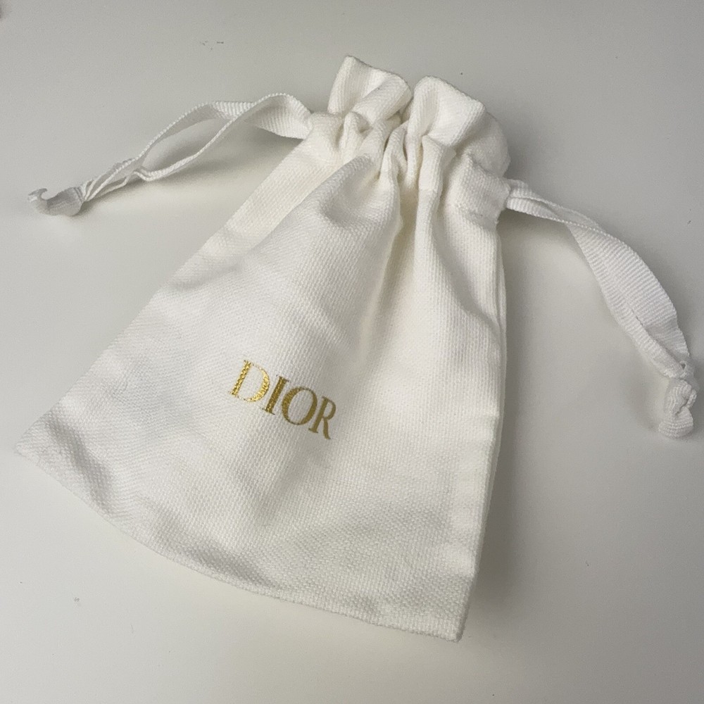 1pc Christian Dior White Mini Drawstring Cotton Dust Bags Jewelry Storage Pouch