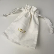 1pc Christian Dior White Small Drawstring Cotton Dust Bags Jewelry Storage Pouch