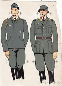 Wwii Original Military Sketch Army Uniforms German Soldiers Officer Airman Ebay