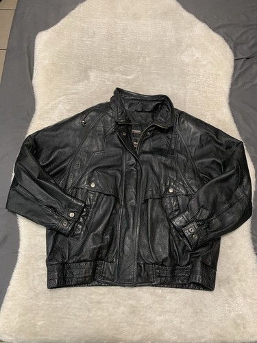 VTG Wilson’s Leather Y2K Moto Black Jacket Womens Size XL Thinsulate Bomber