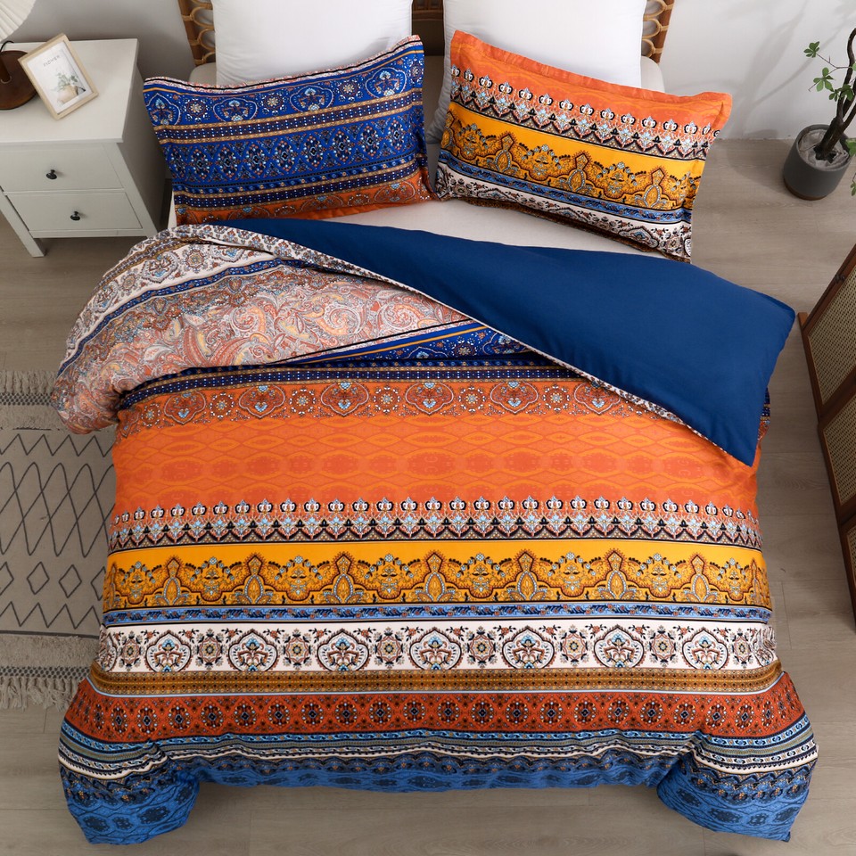 Bohemian Floral Soft Duvet Cover Bedding Set Single Double King Size