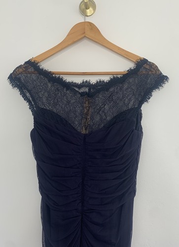 TADASHI SHOJI Womens Navy Blue Stretch Formal Wedding Bridesmaid Dress Size S - Picture 13 of 16