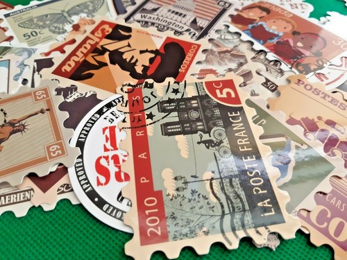 Retro Stamp Seal Label Ticket Mixed Travel 50pcs Scrapbooking Phone Laptop Car - Foto 8 di 10