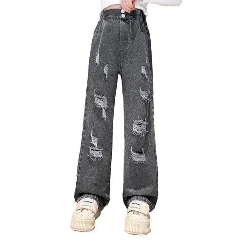 Girls Pants Streetwear Jeans Pants Baggy Denim Trousers Cowboy Kids Pants - Picture 13 of 18