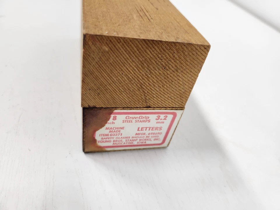 Vintage Young Bros 3/8 Steel Letter Stamp Set in Wooden Box 27 Pieces - Image 4 of 4