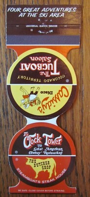 STEAMBOAT SPRINGS, COLORADO: CLOCK TOWER BUTCHER SHOP JEWELITE MATCHCOVER -E13