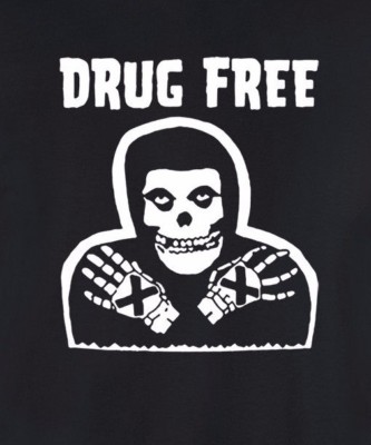 DRUG FREE Crimson Ghost T-shirt misfits straight edge punk minor