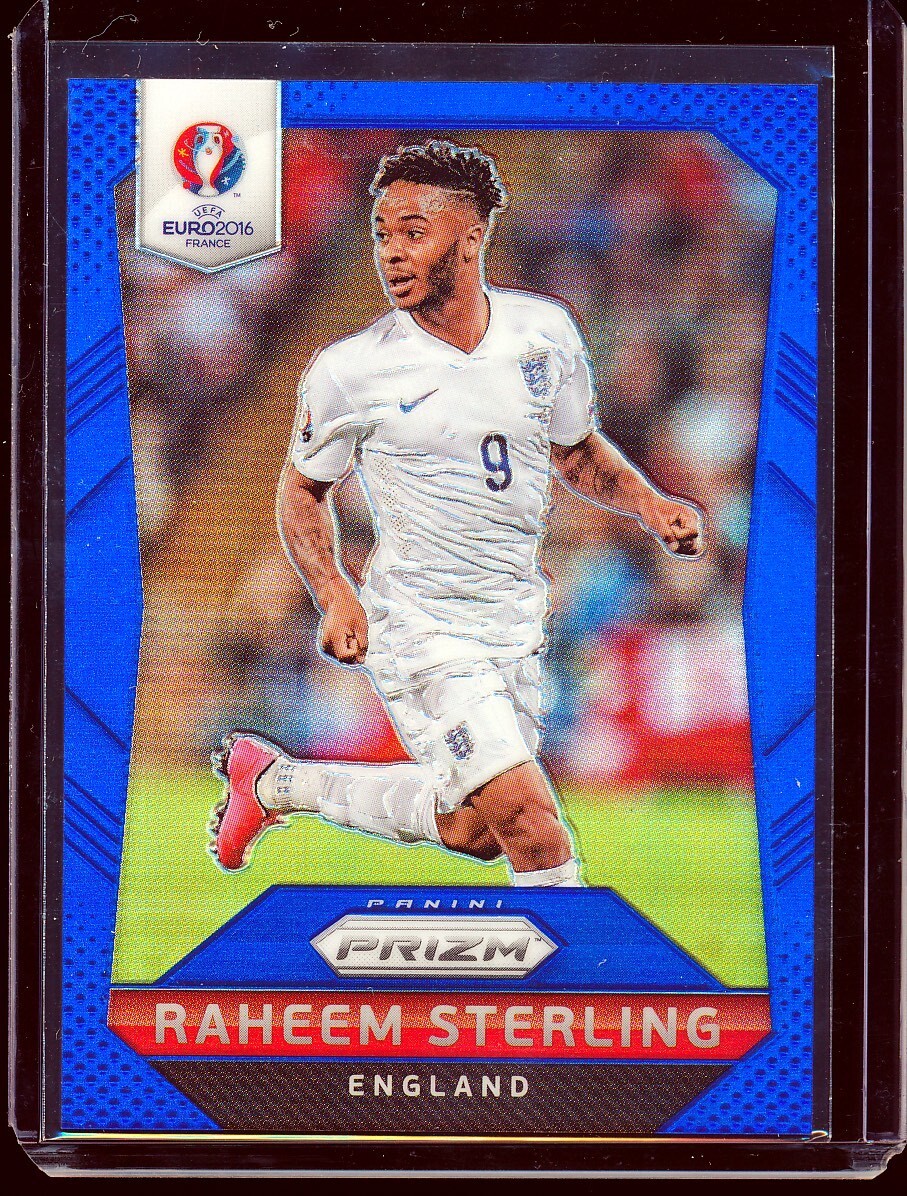 RAHEEM STERLING 2016 PANINI PRIZM UEFA EURO BLUE REFRACTOR ROOKIE RC #'D 207/249