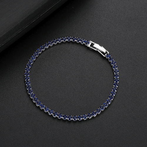 New 3MM Slim London Blue Topaz Gems Holiday Jewelry Gifts Women Silver Bracelets - Picture 2 of 6