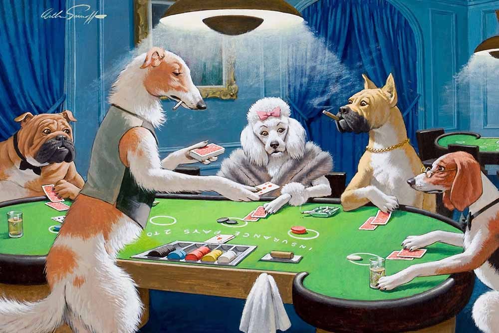Home Decor Art Wall Dogs Playing Poker Oil painting Picture Printed on