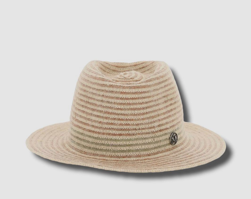 $597 Maison Michel Paris Women's Beige Andre Two Tone Fedora