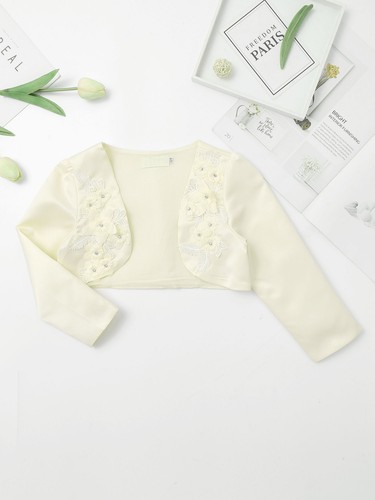 Kids Flower Girls Wedding Short Cardigan Long Sleeves Princess Bolero Shrug Tops - Picture 29 of 59