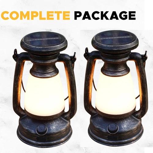 2Pcs Solar Lanterns Outdoor Waterproof Vintage Hanging Lantern for Garden Patio