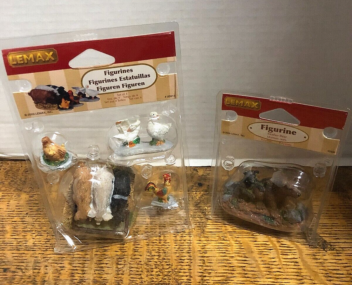 Lemax The Hog Trough, Set Of 4 #92613 & Mother Bear #92636