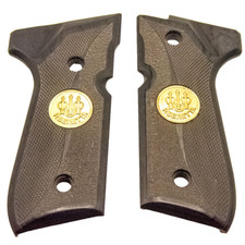 Premium Beretta 92FS Pistol Grips - Black Natural Wood, Double Diamond Carving