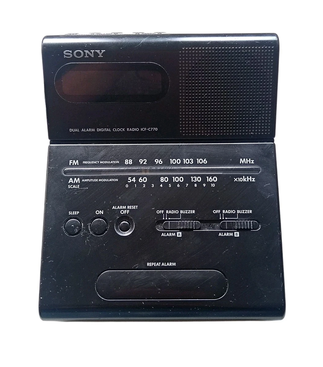 *HH* Radio despertador Sony ICF C770 Radio despertador LCD Vintage