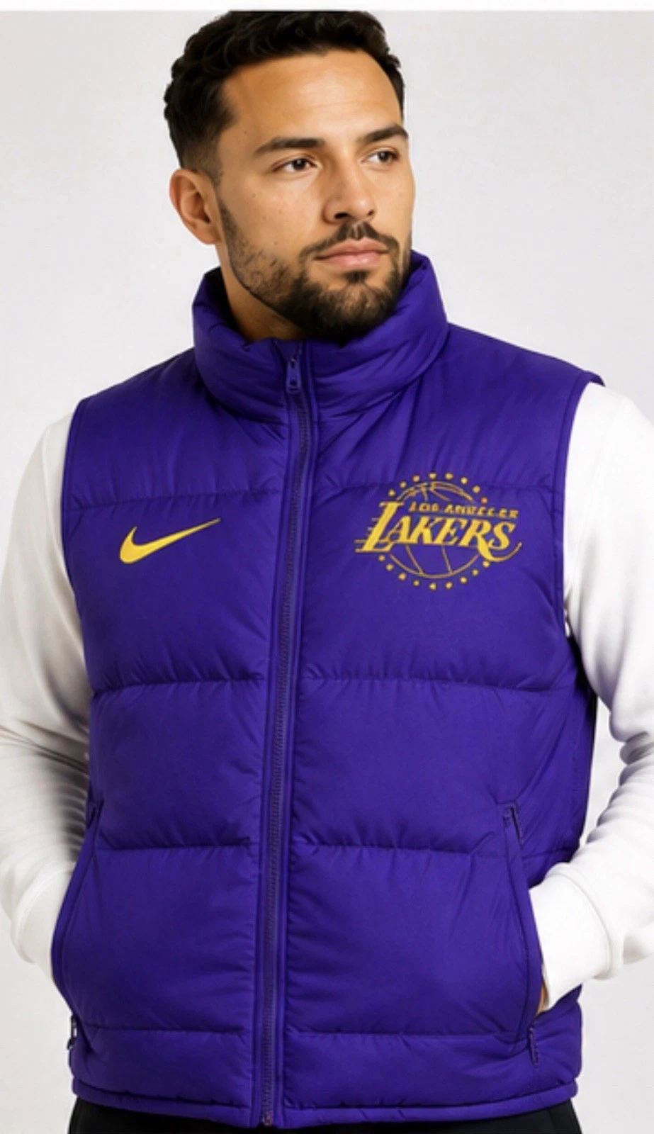 Nike Los Angeles Lakers Puffer Vest NWT Men’s XXL Purple Full Zip NBA