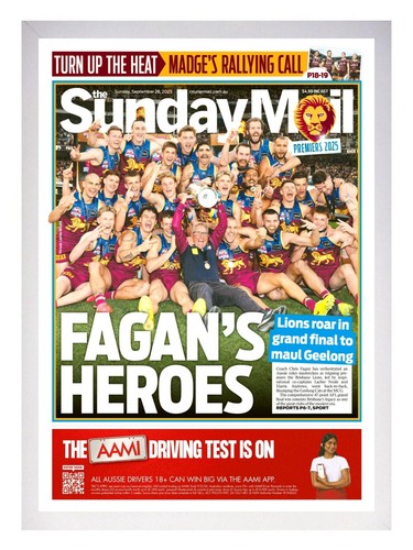 Framed 2025 Brisbane Lions AFL Premiers Football Poster - 45cm x 32cm x 3cm - Picture 2 of 4