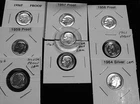 ROOSEVELT SILVER PROOF DIMES 1956-1964 (9) 90% SILVER