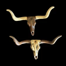 Cast Iron Longhorn Steer Skull Head Drawer Pulls 6” Hardware Handle w/ Screws