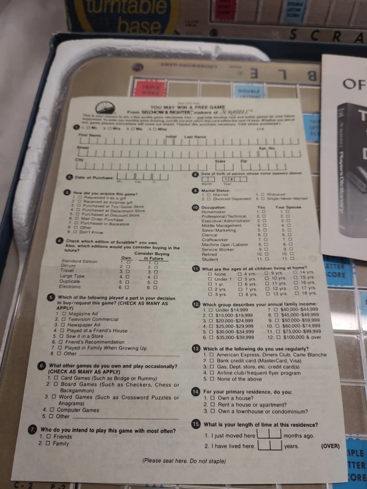 Scrabble Selchow & Righter Vintage 1982 Board Game with Wood Tiles and Racks - Image 4 of 4