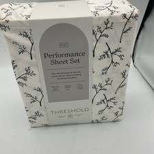 Threshold Size Full Performance Sheet Set Holly Branches 100 Cotton