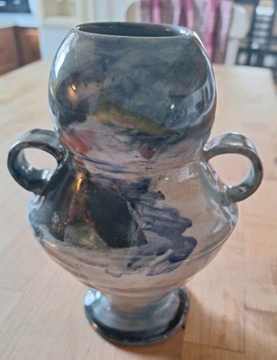 Tom Kendell HAND Thrown 8 INCH TALL BY 6 INCH WIDE VASE.