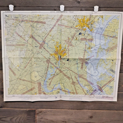 Local Aeronautical Chart Washington DC 1953 2 Sided Map Wright Bros Golden Anv.