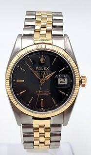 Rolex Oyster Perpetual Black Dial Fluted Bezel Cyclops Lens Watch Lot.N82
