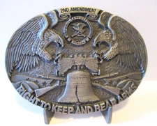 1990 Bald Eagles Liberty Bell Logo 2nd Amendment Bear Arms Right NRA Belt Buckle