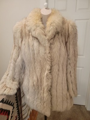 Vintage Silver Fox Fur Coat Sz M-L