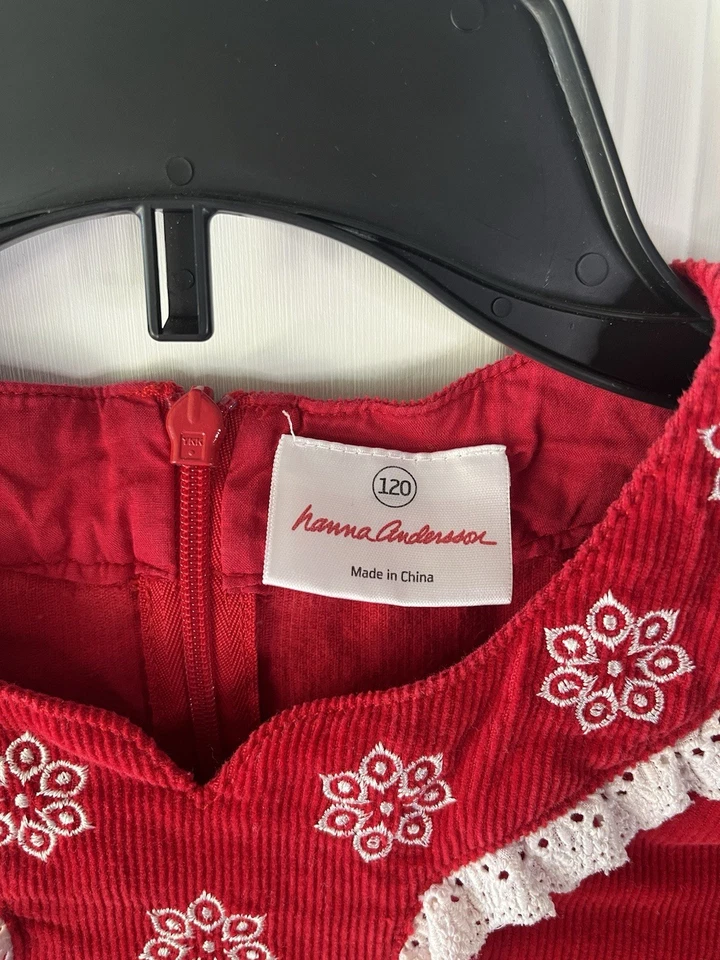 VESTIDO DE PANA HANNA DIFFERENTSON NIÑAS TALLA 120 (6-7) ROJO Y BLANCO Foto 2 de 4