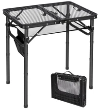 Folding Grill Table, Adjustable Aluminum Outdoor BBQ Table 24x16"