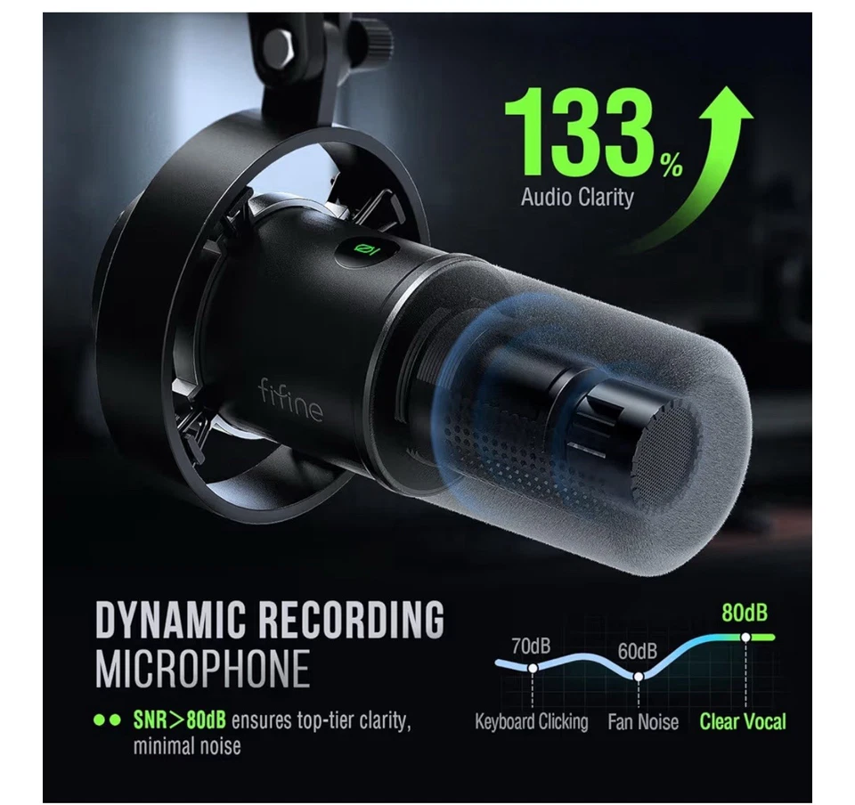 Podcast Microphone Kit, USB/XLR Dynamic Microphone with Boom Arm - Image 4 of 4