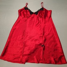 Gilligan O'Malley Red Satin Lace Chemise Slip Lingerie Y2K Romantic Coquette XL