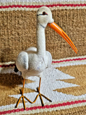 Sweet 1950s STEIFF Adebar Stork - Wool w/ Metal Legs, Plastic Beak Plush NT VG