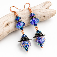 Artisan Glass exquisite Floral Copper Earrings