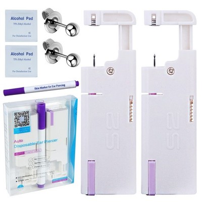 2PCS Disposable Ear Piercing Kit Ear Piercing Gun Self Use Ear Piercings Kit ...