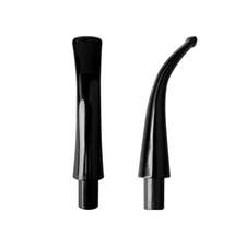 2pcs Black Plastic Mouthpiece Pipe Stem For Tobacco Pipe 9mm Bent Curved Stem