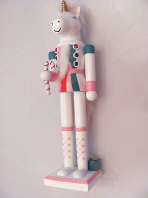 NWOT 14''  TALL UNICORN WOODEN NUTCRACKER