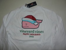 NWT BOY'S M, L OR XL VINEYARD VINES SANTA WHALE 2016 LS T-SHIRT TEE CHOICE