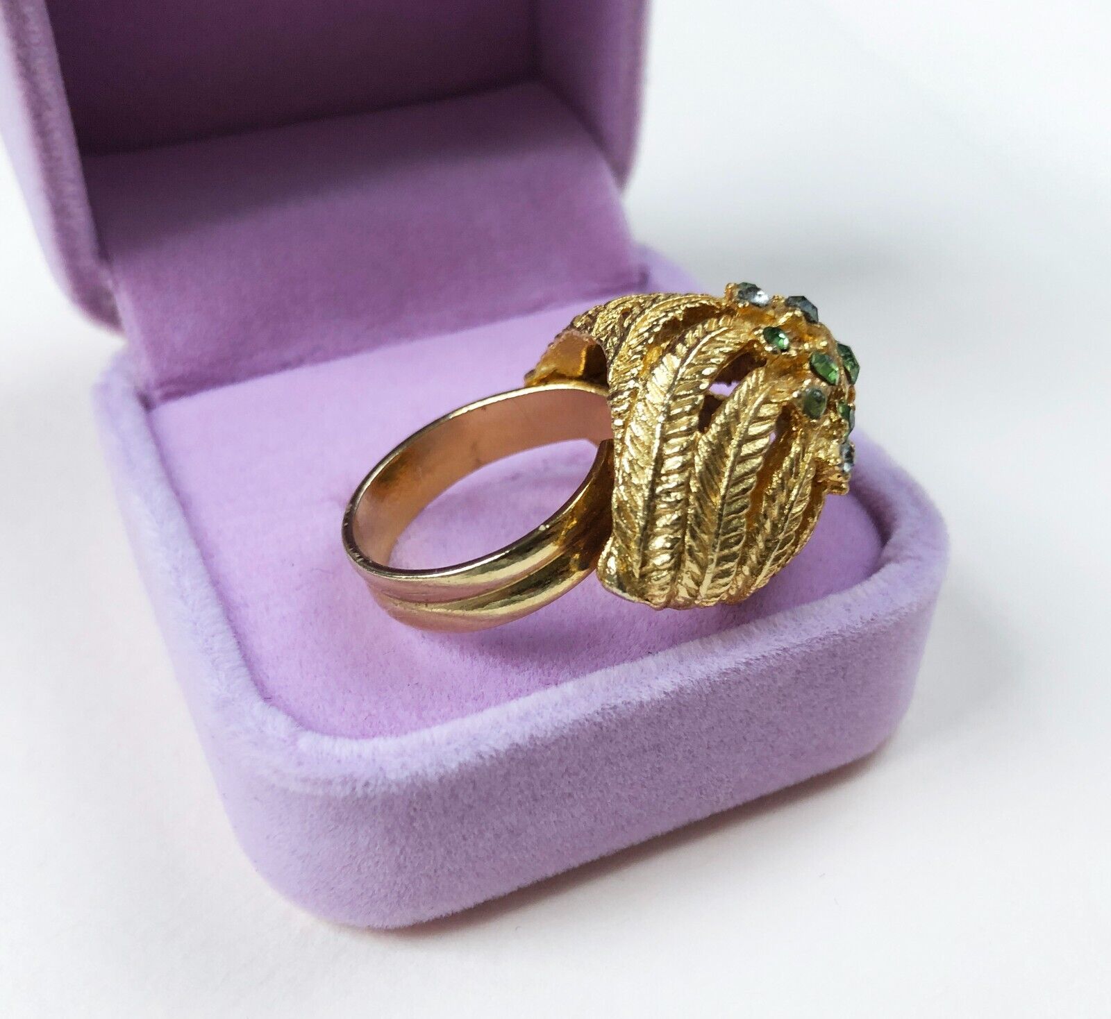 Huge cocktail ring gold, large quirky textured fl… - image 10